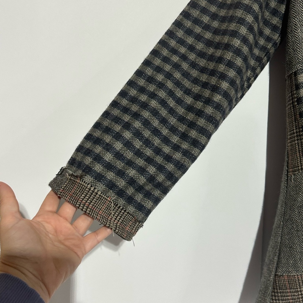 Paper Lace Wool Blend Plaid Patchwork Women's Jacket - Picture 3 of 12